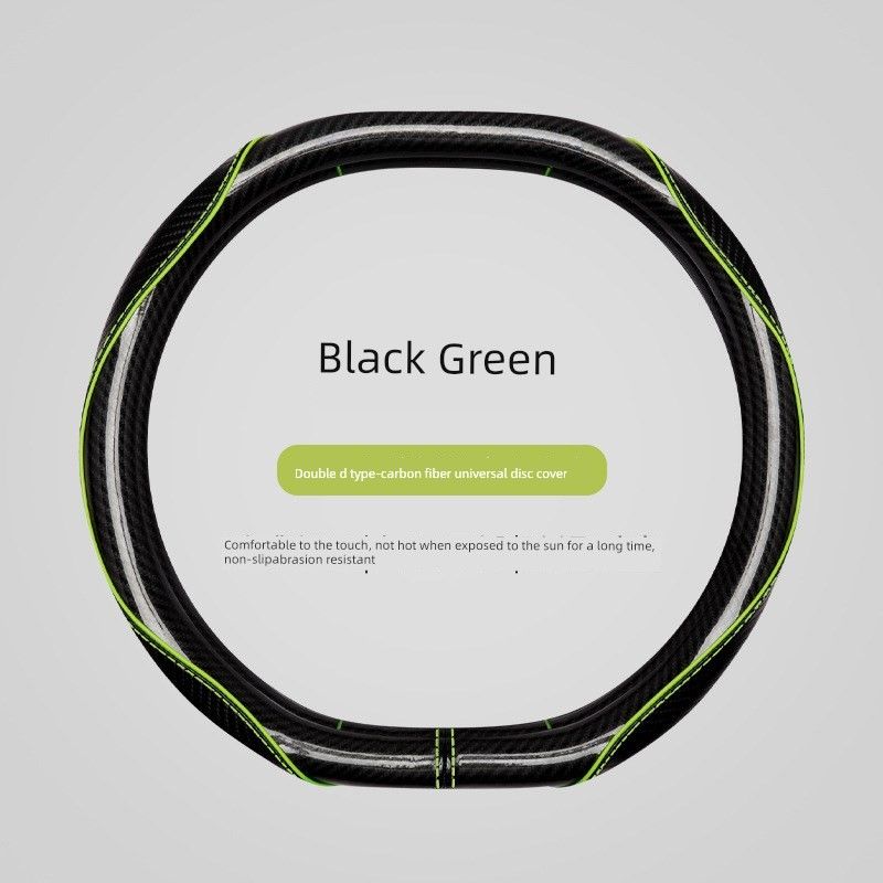 

Manufacturer Produces New Carbon Fiber Handlebar Covers with Stylish Stitching and Leather Car Steering Wheel Covers Suitable for All Seasons 051 Carbon Fiber-Double D-Black Green