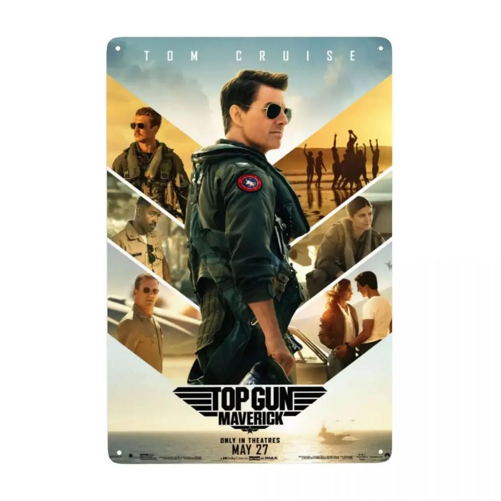 Tin Plate Top Gun Movie Sign Vintage Action Film Metal Poster Board Iron Craft Wall Decor Plaque Tin Sign Bar Home Decoration