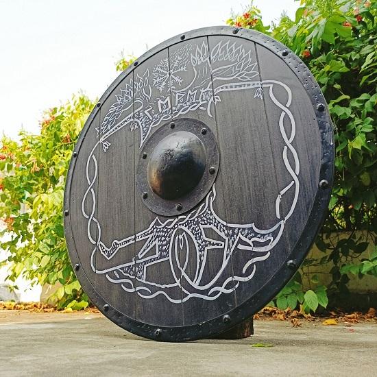 Viking Wooden Tree of Life Shield Prop Cosplay Medieval Armor LARP