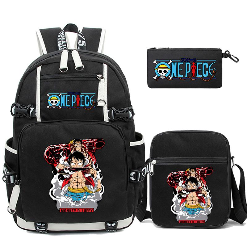 3Pcs/set Anime One Piece Washable Backpack for Teenager Girl Boy Computer Knapsack Back To School Lightweight Book Bag Men Women Travel Bag Rucksack