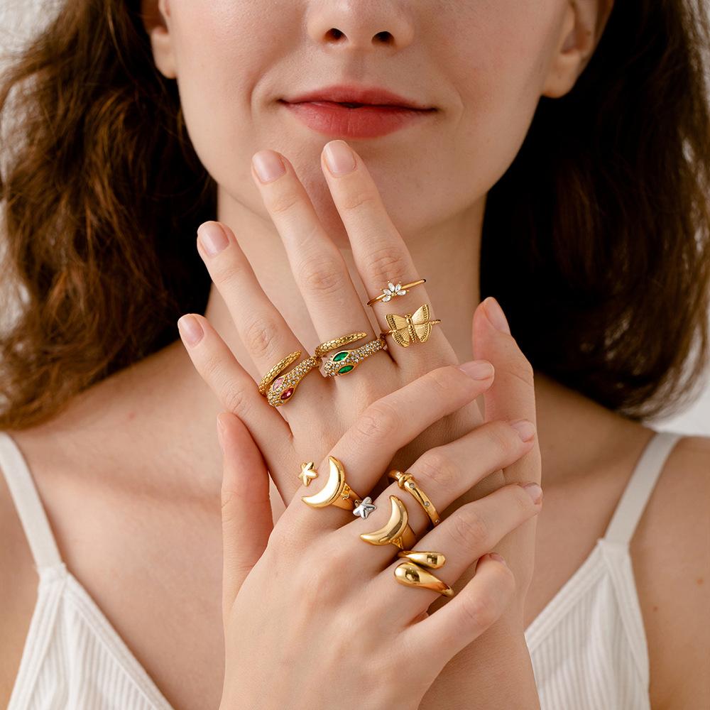 European and American Ins Wind-plated 18k Gold Gloss Plain Ring, Niche High-end Sense Does Not Fade, Stainless Steel Waterproof Ring for Women