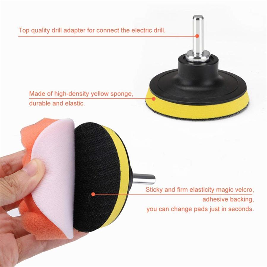 31Pcs Sponge Polishing Waxing Buffing Pad Kit Compound Auto Car W/ Drill Adapter