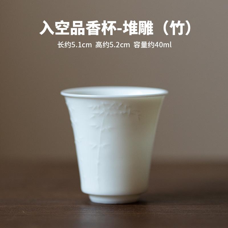 

2pc/lot Ivory White Pine Bamboo And Plum Teacup Japanese Tea Bowl Tea Pair Tea-tasting Fragrance Cup Chazhan Master Cups 40ml