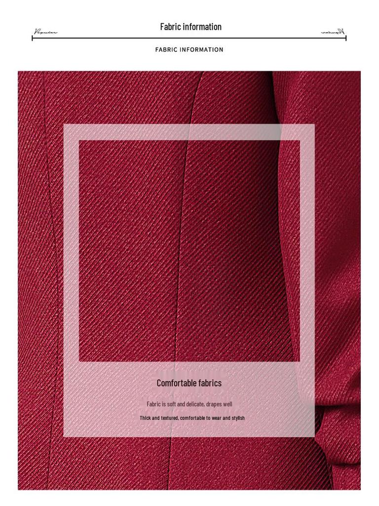 Women's High-End Red Blazer Suit - Casual, Professional, Celebrity Style for Autumn/Spring