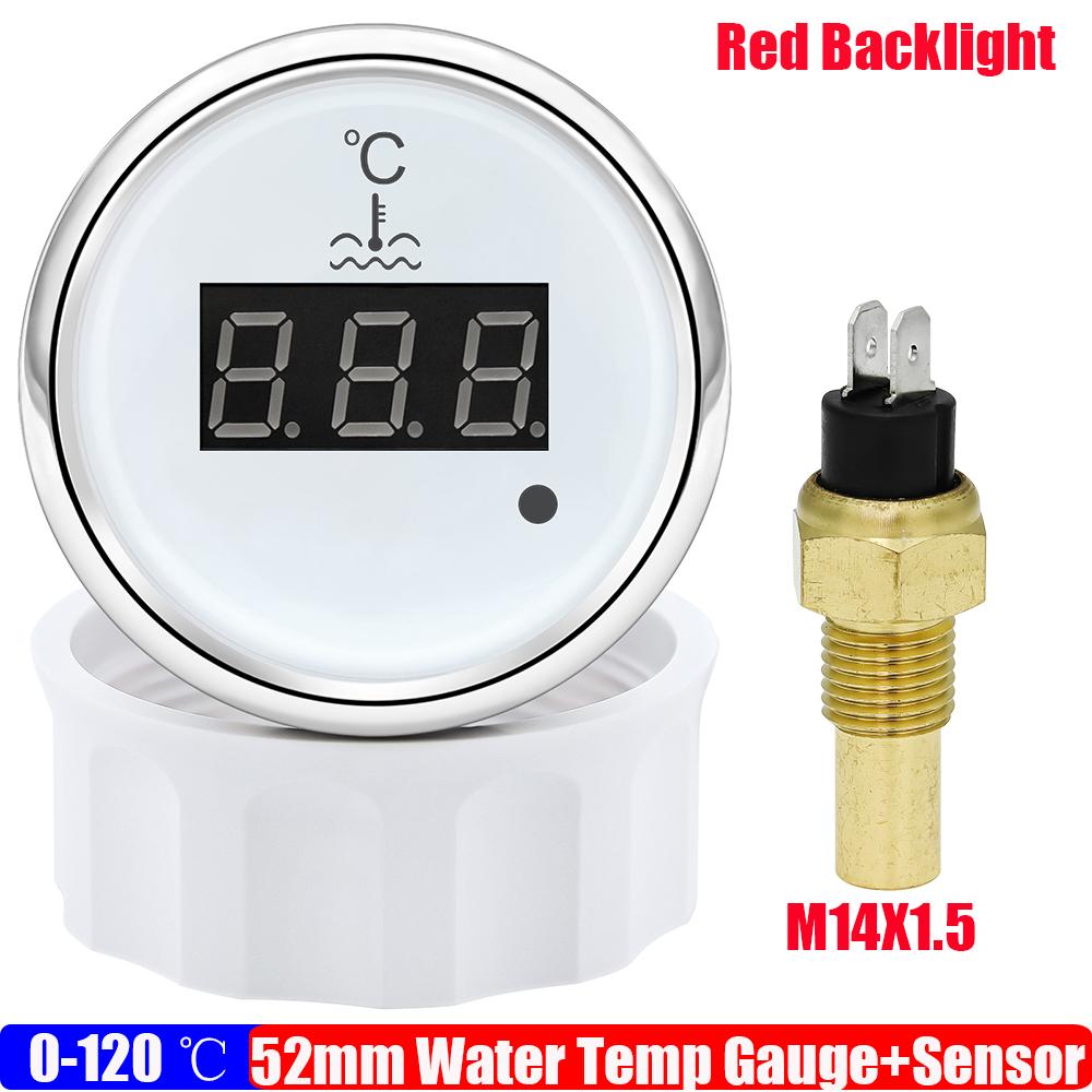 Red Light 0~120℃ Water Temp Meter+Sensor Digital Water Temperature Gauge with Alarm for Car Marine Yacht Boat 12V 24V ized