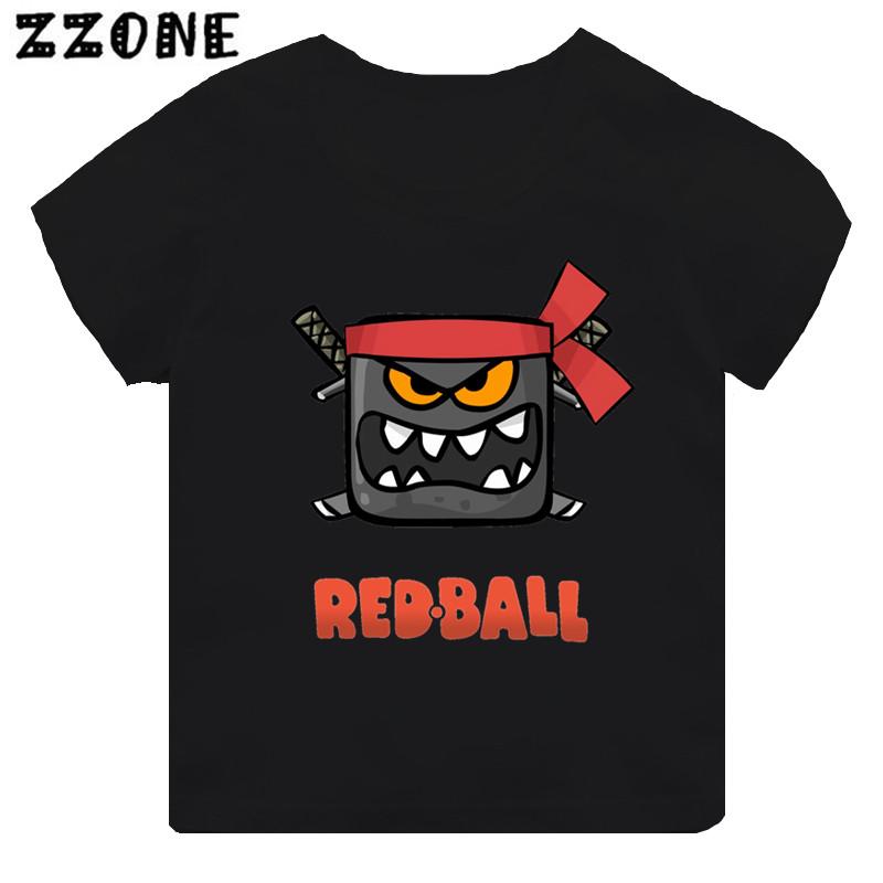 Hot Sale Red Ball 4 Print Cartoon Kids T-shirt Funny Girls Clothes Baby Boys Black Short Sleeve T Shirt Children Tops