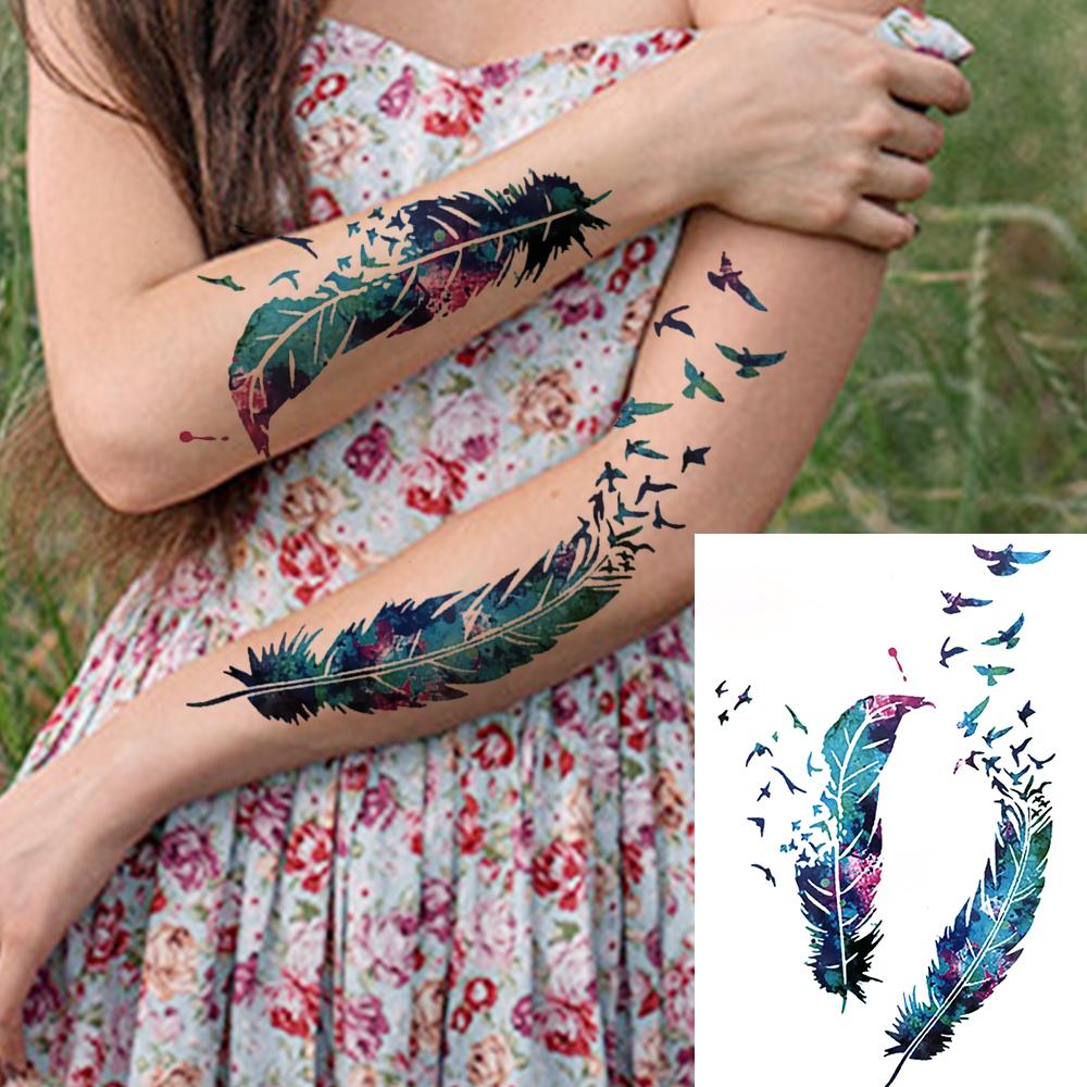 Owl Bird Temporary Tattoos For Women Fake Peony Flower Tattoo Sticker Black Body Art Drawing Tatto Diamond Crystal Jewelry Tatoo