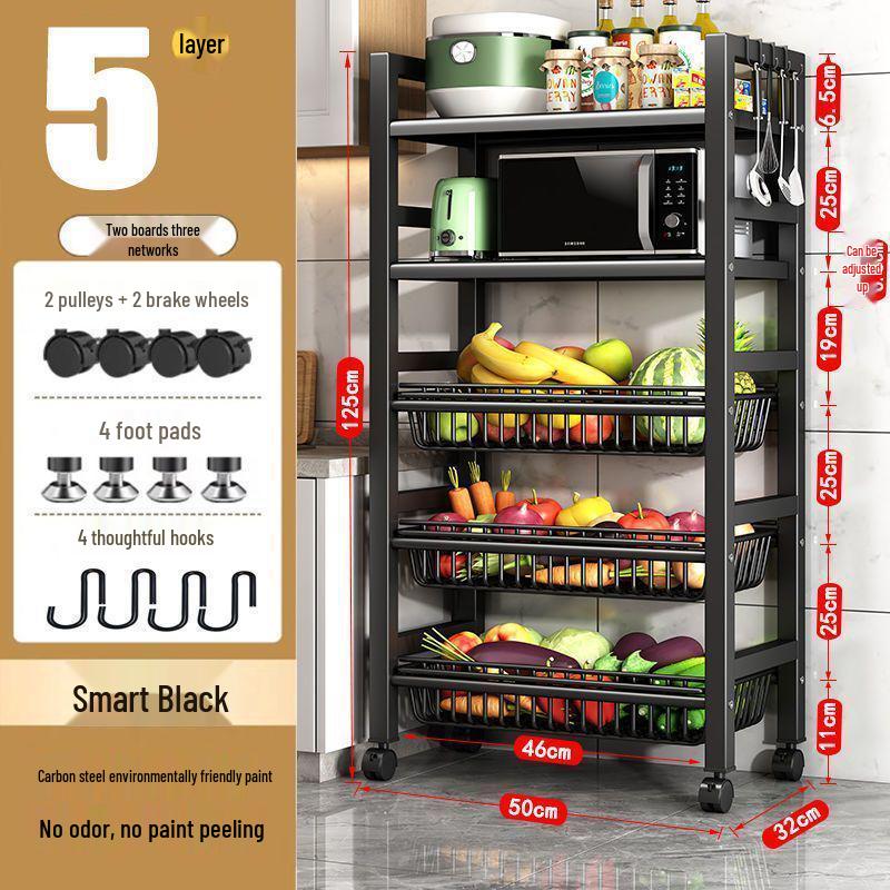 Stainless Steel Multi-Layer Kitchen Trolley for Fruits & Vegetables