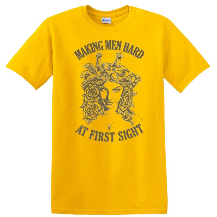 Making Men Hard At First Sight T Shirt Medusa Mythology Snake Lady Funny Tee L