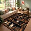 Whimsical Cozy Cat & Bookshelf Rug Colorful Feline Print Non-slip Washable Floor Mat for Living Room Bedroom Gift