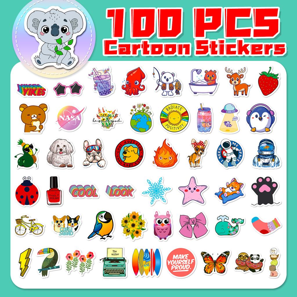 100 Small Size 4Cm Colorful Flywheel Mix And Match Small Fresh Stickers Ins Wind Vsco Cute Cartoon