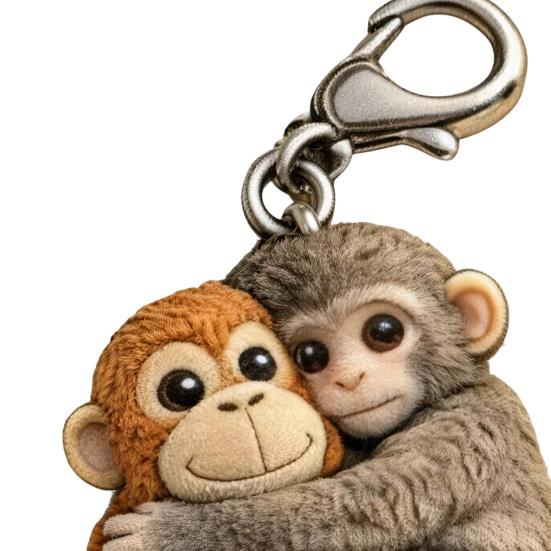 Little Monkey Pocket Hug Token Cute Monkey Holding Plush Toy Keychain with Card Inspirational Keepsake for Friends Family Emotional Support