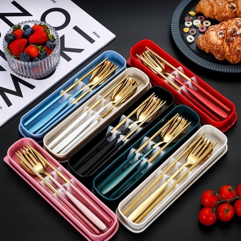 

Portable Stainless Steel Utensil Set - 3-Piece Travel Cutlery with Fork, Spoon, Chopsticks for Outdoor & Student UsePortable Sta United States