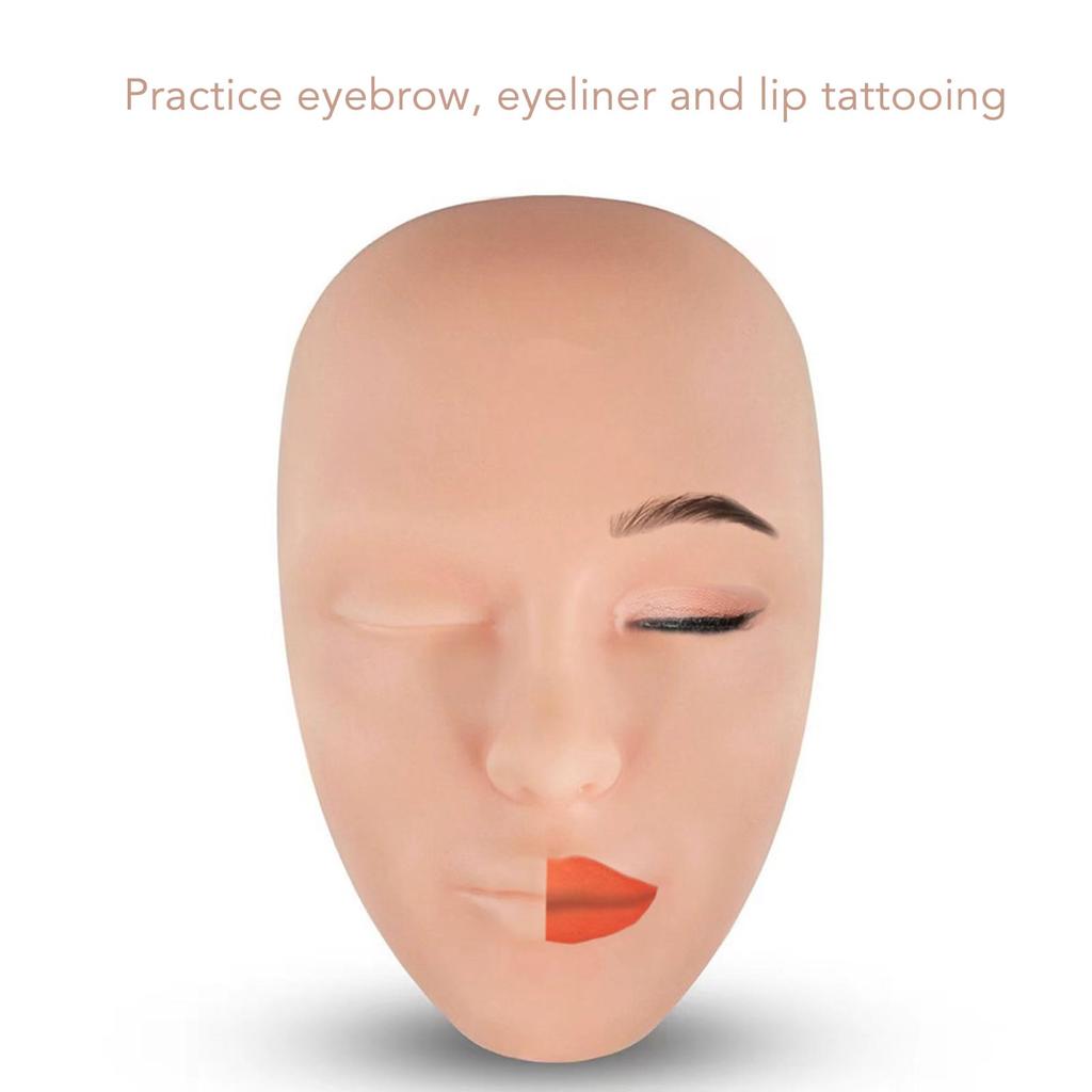 3pcs 5D Tattoo Practice Skin Head Silicone Realistic Semi Permanent Microblading Tattoo Training Facial Skin for Makeup