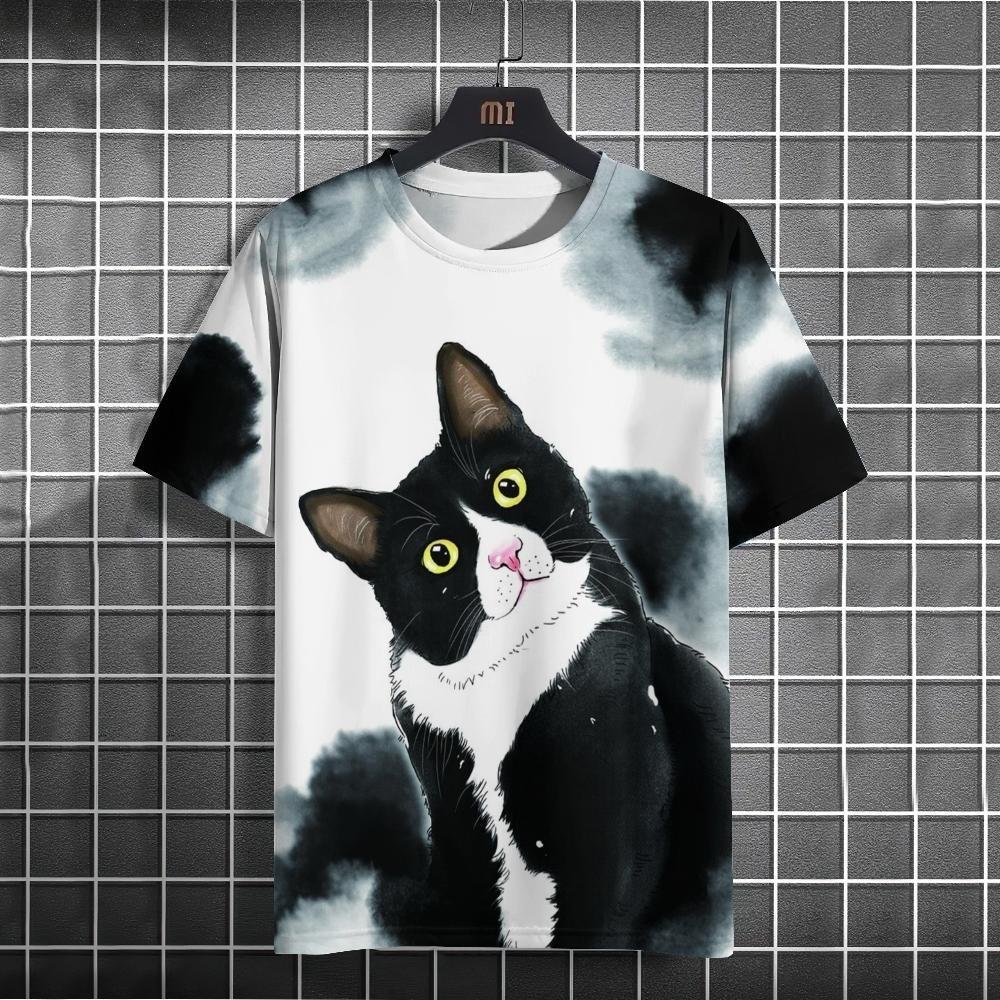 3D digital printed T-shirt for men s and women s casual round neck 2XS