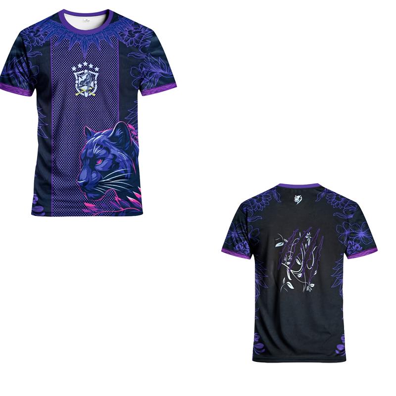 Summer 3D Printing Football Jersey Brazil Black Panthers with Leopard Print Crew Neck Comfortable Sweatshirt Lion Print T Shirt Graphic jersey XXS
