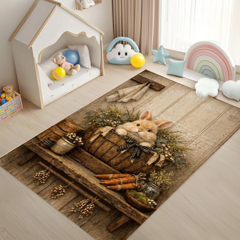 Easter Egg Rabbit Carpet Easter Children's Room Carpet Doormat Living Room Bedroom Holiday Party Decoration Rug  Area Rug