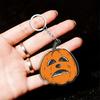 Durable Metal Key Chain Halloween Creepy Pumpkin Acrylic Keychain, Double-sided Head Ring Pattern Charm for Backpacks, Decorative Car Holiday