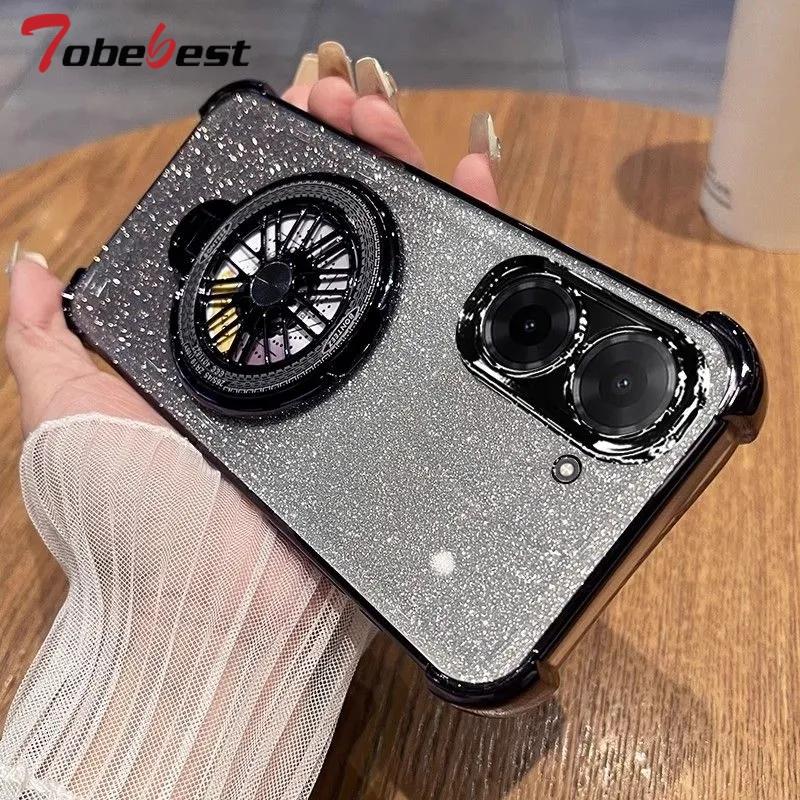 Gyro Phone Holder Case For Xiaomi Redmi A5 A3 A1 Turbo 4 3 Pro Fundas Glitter Shockproof Plating Phone Cover
