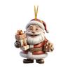 Christmas Ornament Smiling Santa Claus Holding Gift Pendant 3D Effect Acrylic Hanging Pendant Festive Home Decor