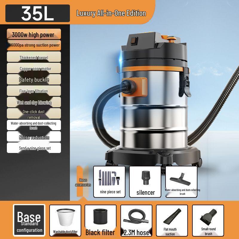 High Suction Vacuum Cleaner for Wet/Dry Use - Ideal for Initial and Grout Cleaning, Car Washing, and Industrial Needs