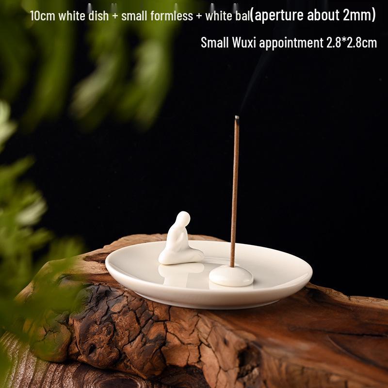 Zen-Style Formless Buddha Incense Holder: Simple White Porcelain Monk for Living Room or Study Decor.