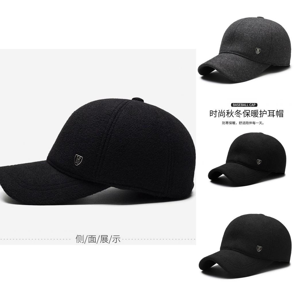 Simple Solid Color Middle Aged Warm Windproof Baseball Cap For Outdoors