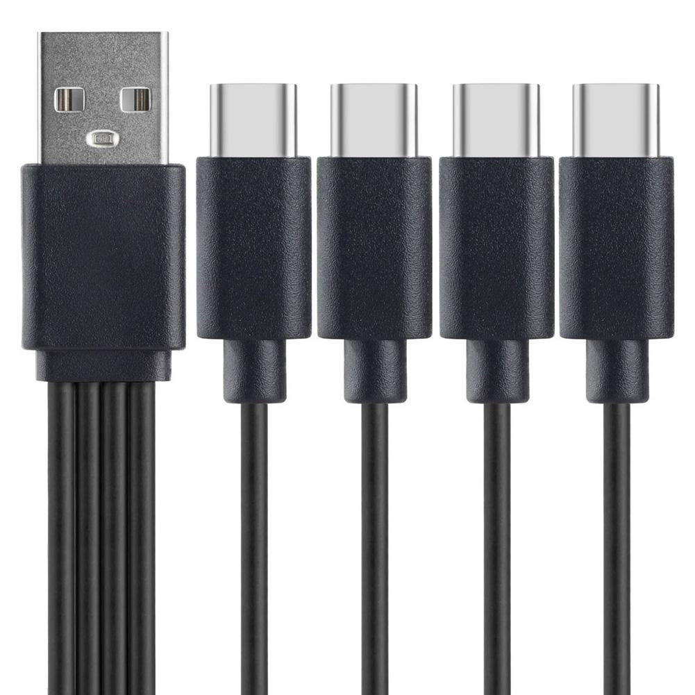 12cm/20cm Short 4 In 1 Multi USB Charging Cable 4 Ports Type-C Splitter Cord 5V 2A For Cellphones Smartphone Tablet