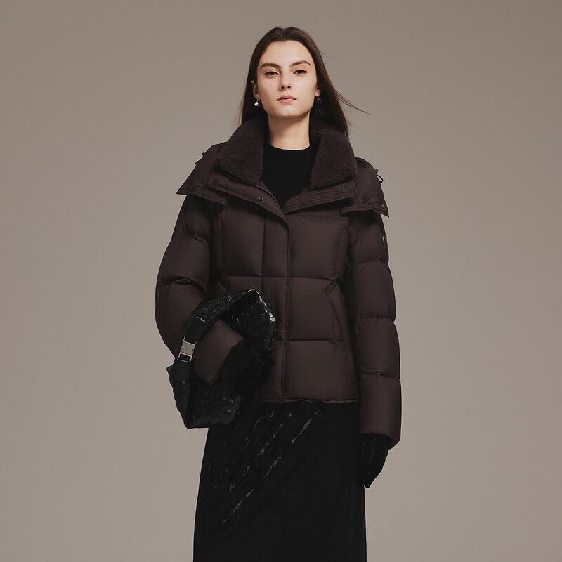 Tanboer Geacă scurtă de puf pentru femei, supradimensionată, cu glugă detașabilă, TB5520350Z