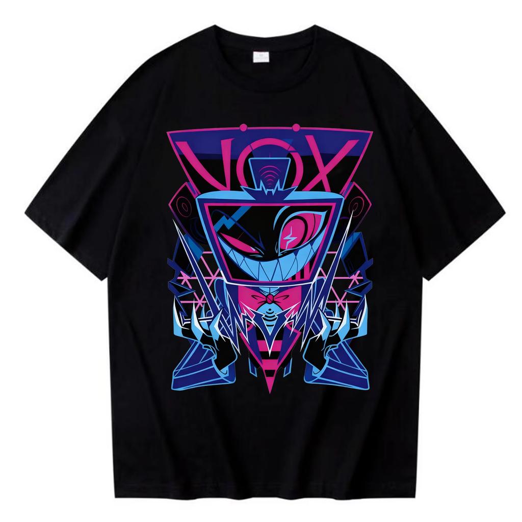 Hazbins Hotels Graphic Cotton shirt Men Retro 2026 hit show TV drama Summer unisex Harajuku Fashion Short sleeve Loose Tshirt