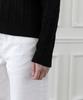SELITIO Women'S Color Point Cable Collar Knit Black