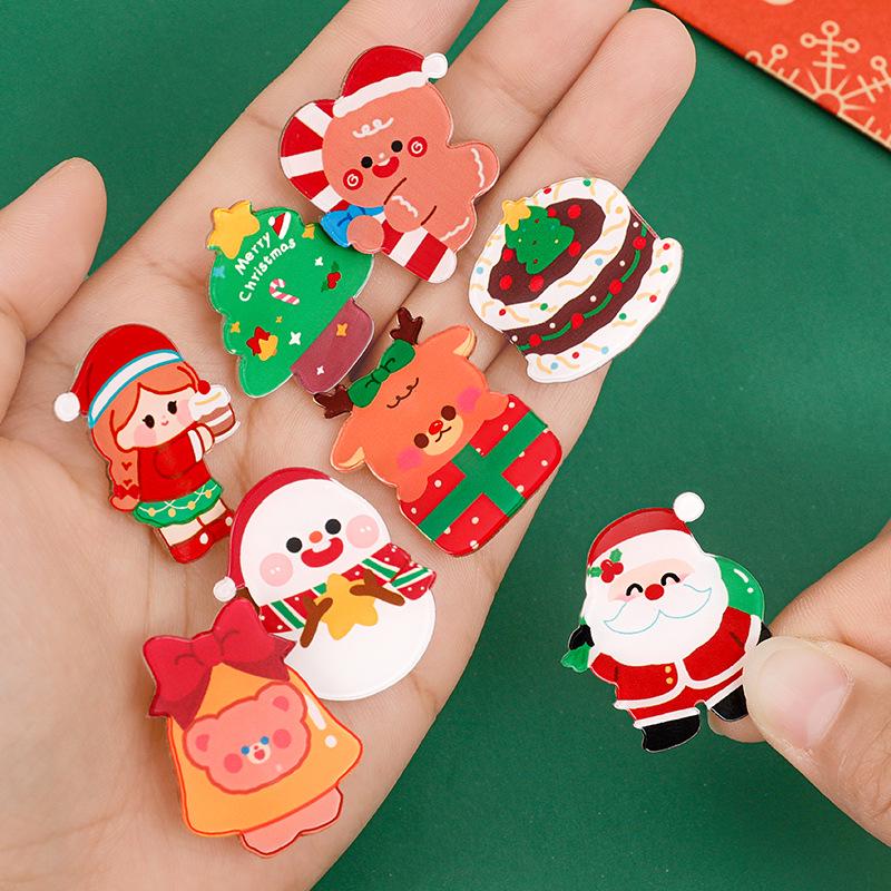 Vánoční brož: Roztomilý kreslený Santa Claus DIY dekorativní odznak pro studenty