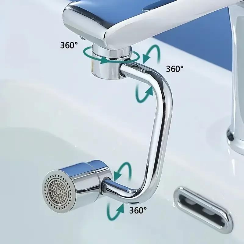 Stainless Steel 1080° Swivel Kitchen Faucet Extender Universal Splashproof Dual Mode Bathroom Sink Accessories with Adapter
