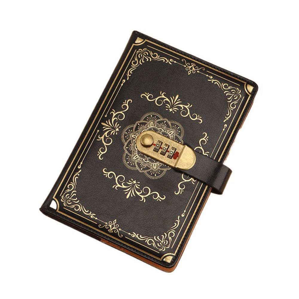 Flower Cover Journal Notebook With Lock PU Leather Personal Notebook Diary Writing Pads  Gift
