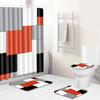 Retro Geometric Bathroom Four-Piece Waterproof Shower Curtain Bedroom Non-Slip Carpet Floor Mat Door Mat
