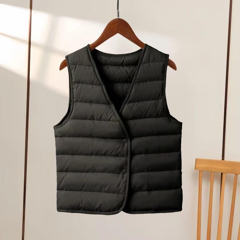 

2025 Жилет из гусиного пуха: Новая модель, Национальный стандарт, 90% белый гусиный пух, Жилет без рукавов с пуховым внутренним слоем. Small чёрный