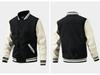Men's Autumn/Winter Fashion Baseball Jacket - Wool & PU Sleeve Casual Outerwear