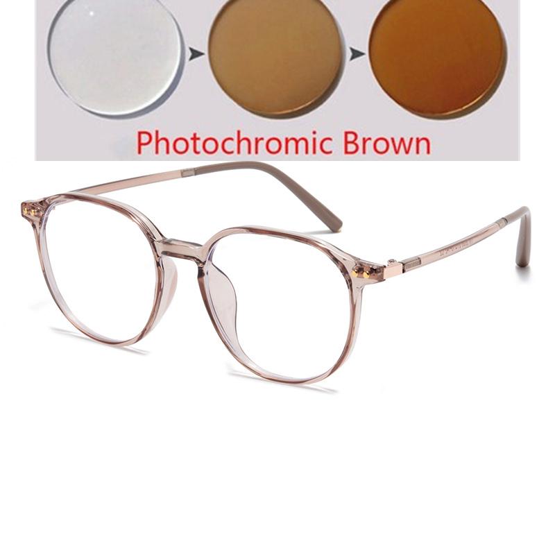 Transparent Tea Frame Oval Myopic Glasses Women 156 Single Anti Blue Rays Prescription Spectacles Diopter 0 -0.5 -0.75 To -6