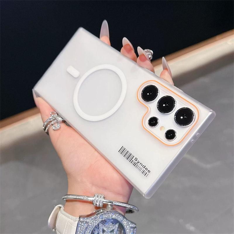 

Роскошный магнитный чехол MagSafe с функцией беспроводной зарядки — совместим с ультратонкими стильными чехлами для телефонов Samsung Galaxy S24/S23/S22/S25 Ultra/Note 20 series Samsung S24 белый