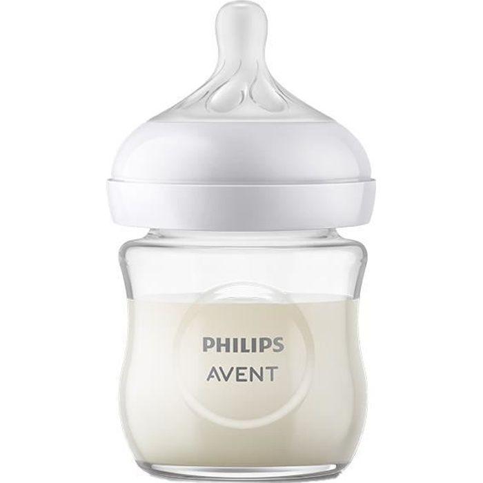 Biberon Natural Response 3.0 Verre 120 ml - Avent - Tétine Imitant la Forme du Sein - Anti-Fuite