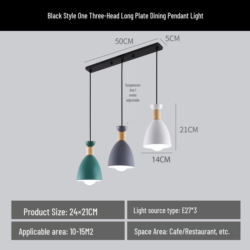 Nordic Three-Head Macaron Pendant Light - Modern Dining Table/Bar Counter Fixture