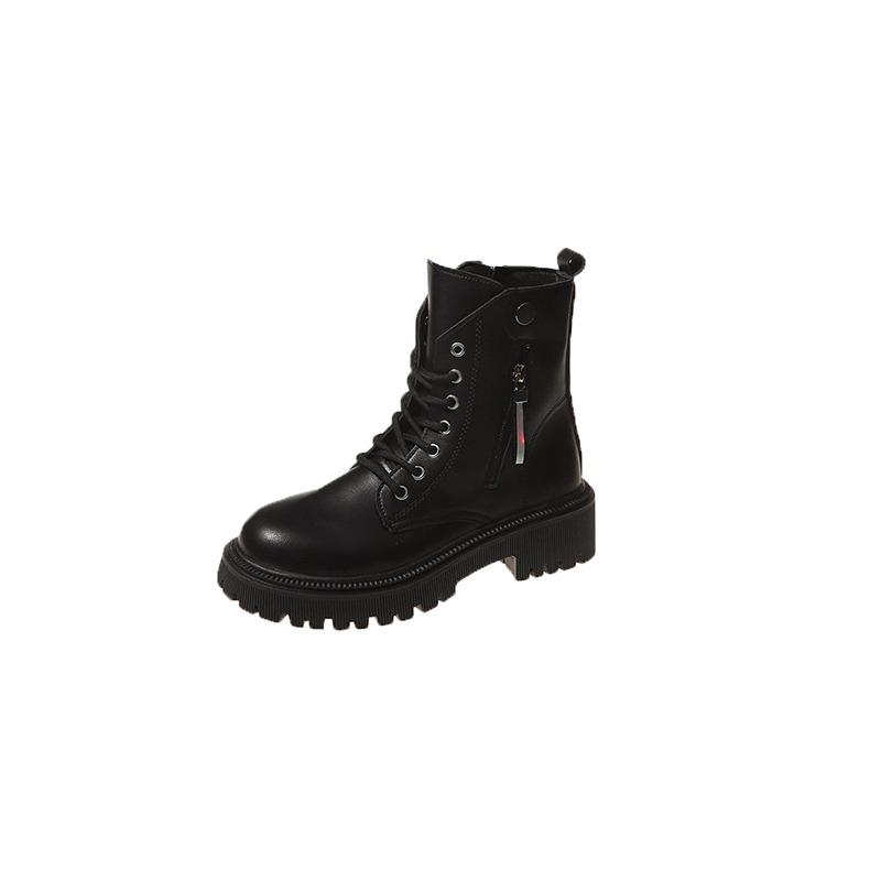 Fashion Hot Selling High-quality New Round Toe Fashionable Side Zipper Shoes Elegant Warm Casual Lace-up Non-slip Women's Boots