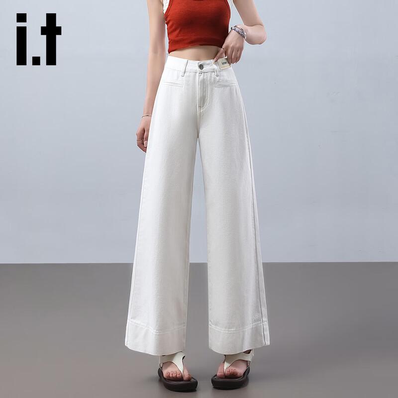 Izzue It Women's High-Waisted Wide-Leg Denim Pants