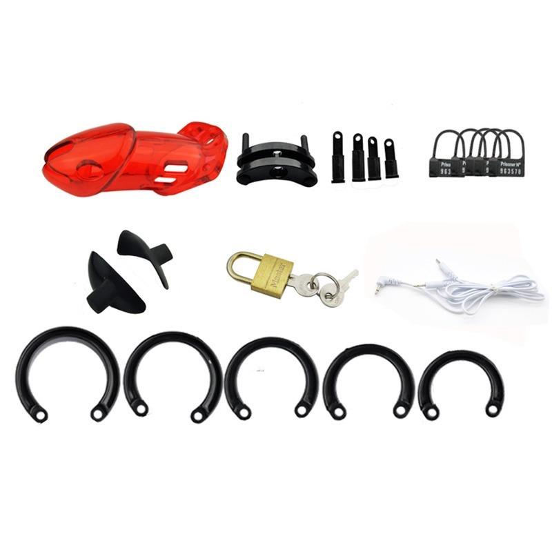 Electro Shock Male Chastity Cage Restraint Locking Ring Belt E-Stim Device  Penis Stimulation Sex Toy for Men Adult Sex Game