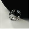 Adjustable Open Ring Men Women Minimalist Geometric Double Band Wave Design Plated Retro Chic Jewelry