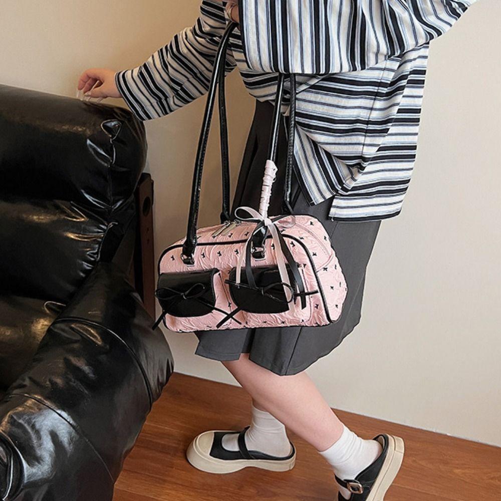 Korean Style Bow Ribbon Shoulder Bag Commuting Y2k Armpit Bag French Stick Underarm Bag  Daily