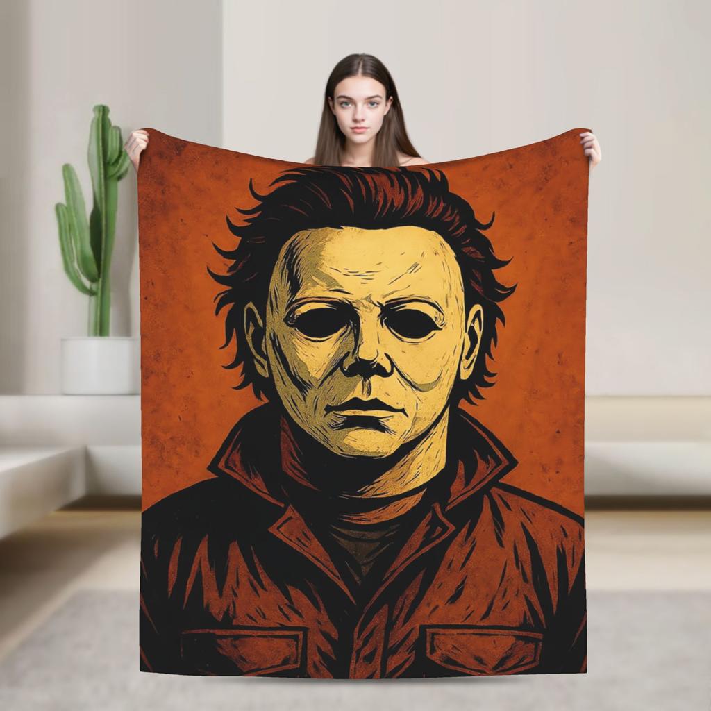 Michael Myers Halloween  Blankets  Picnic Flannel Throw Blanket For Couch Bed Soft Customized Quality Bedspread Birthday Gift