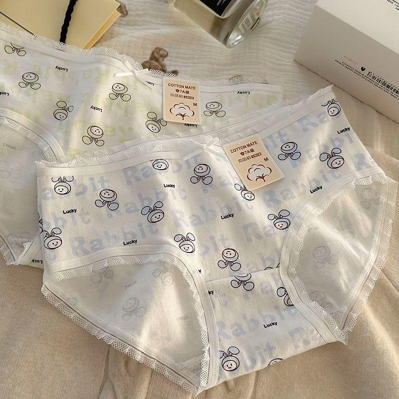 Antibacterial and Breathable Cartoon Printed Waist and Hip Student Triangle Women's Panties