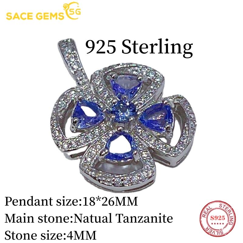 Sace Gems Collar con colgante de tanzanita natural de 4 mm en plata de ley 925 para mujer. Dos maneras de lucirlo. Joyería fina para cumpleaños.