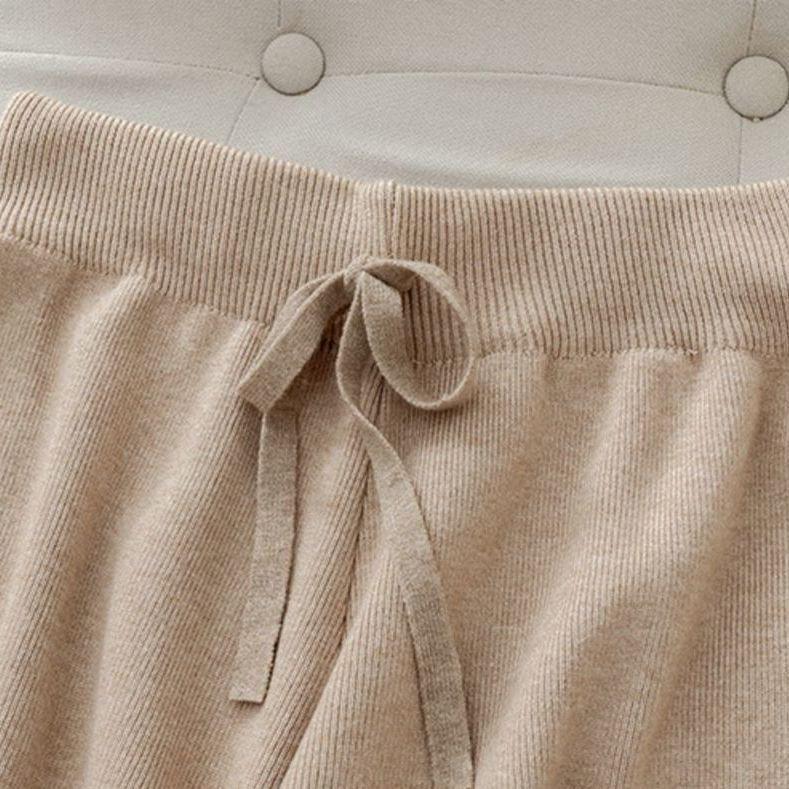 Drape High Waist Wide Leg Pants for Women Autumn Winter Casual Loose Knit Straight Leg Pants Lace-up Women Solid Trousers